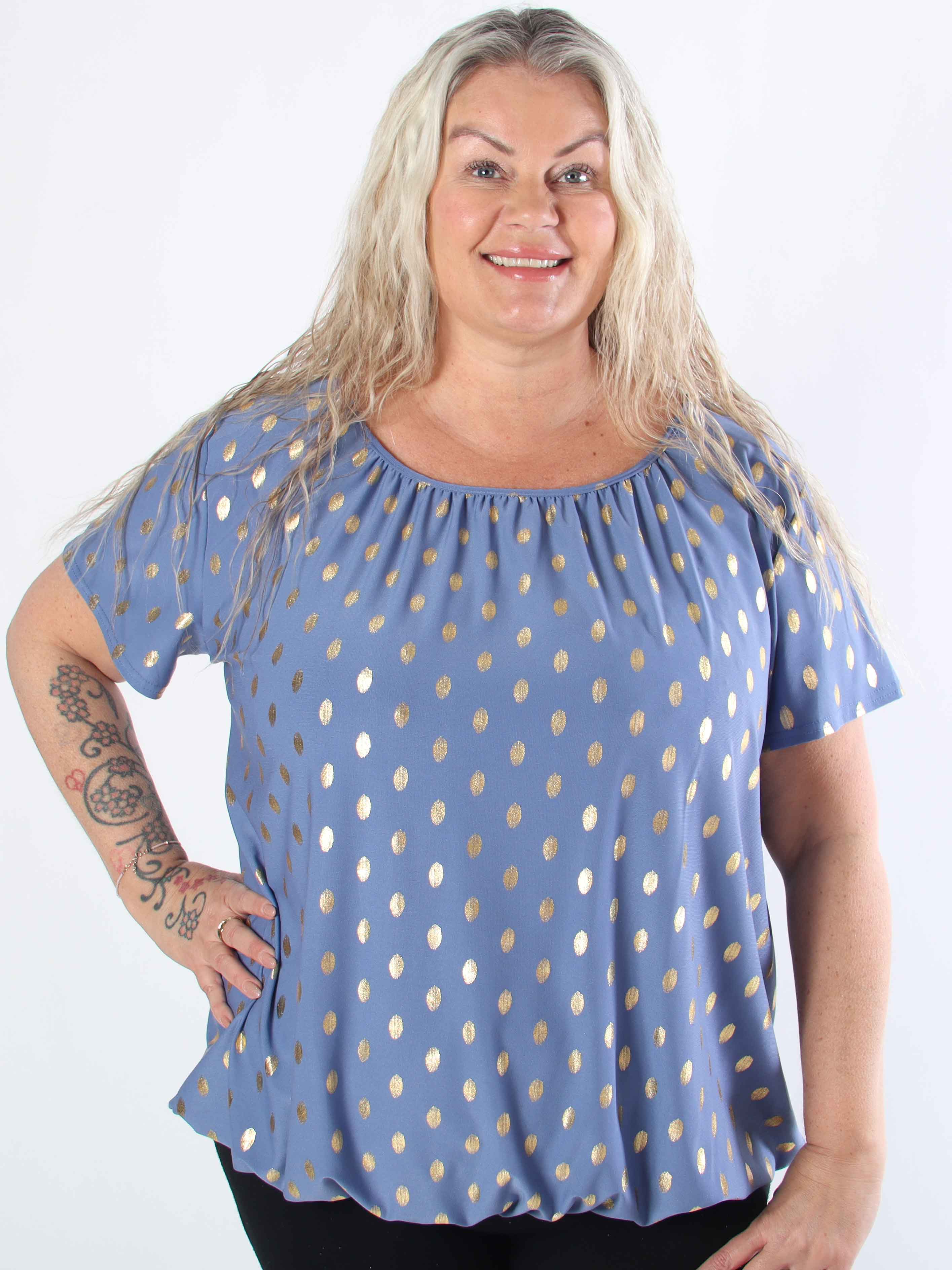 Miracle Dot T-shirt - Elastisk plus size blus med guldprickar på